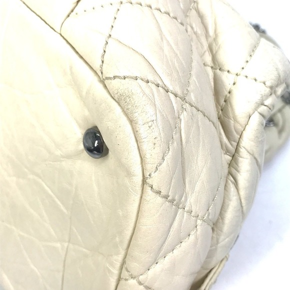 CHANEL Cream Leather Logo Boston Bag - Picture 7 of 16